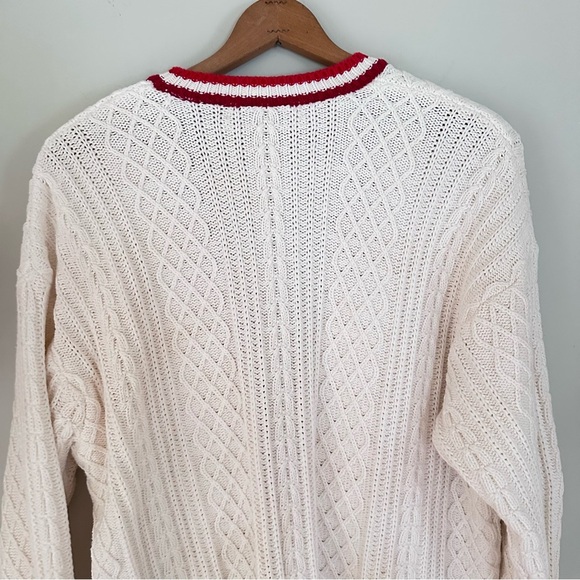 Retro Varsity Letterman White Red Cardigan Oversized Sz XL Taylor Swift Folklore - Picture 9 of 9